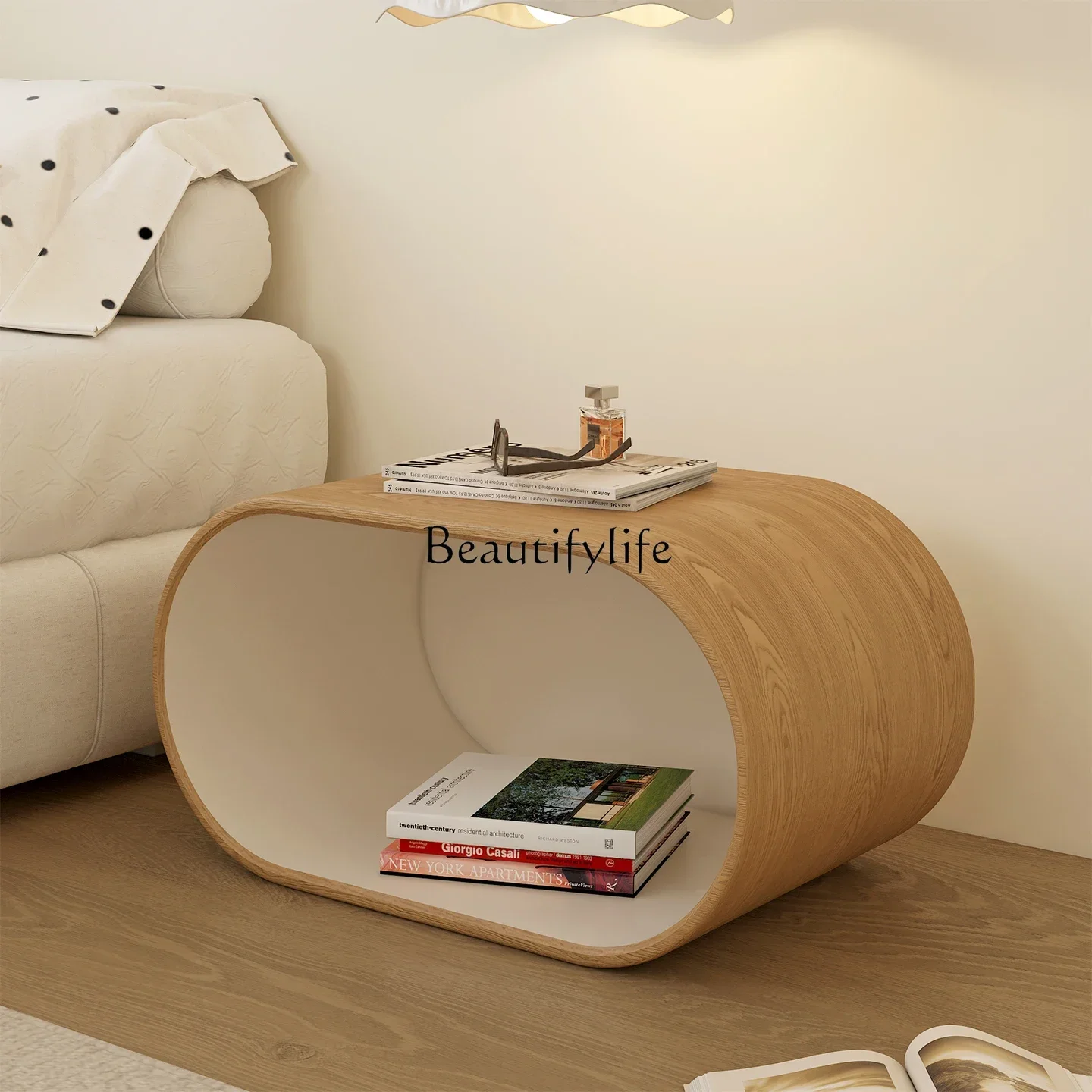 

09Z.*Bedside table Household bedroom Solid wood niche design Luxury cat nest Makeup stool Small modern simplicity