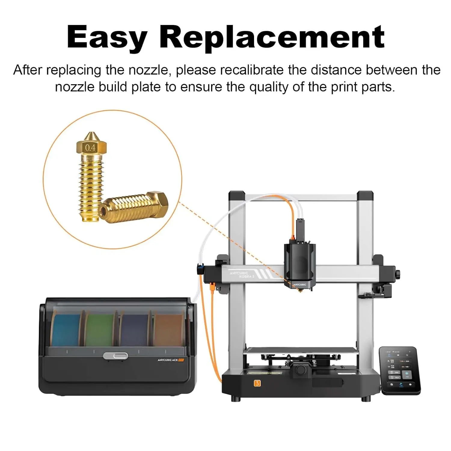 5/10 Stuks Extruder Hot End Printkop 0.4Mm Messing Vulkaan Nozzles Voor Anycubic Kobra 3/Kobra 3 Combo 3d Printer Onderdelen