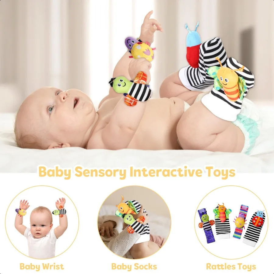 ชุดของขวัญสำหรับเด็กแรกเกิด ของขวัญสำหรับงานเลี้ยงฉลองทารก ของเล่นเด็กสีดำขาวตัดกันชัดเจน สำหรับเด็กอายุ 0-6 เดือน ของใช้สำหรับเด็กแรกเกิด ถุงเท้ามีเสียง ของเล่นรูปช้าง