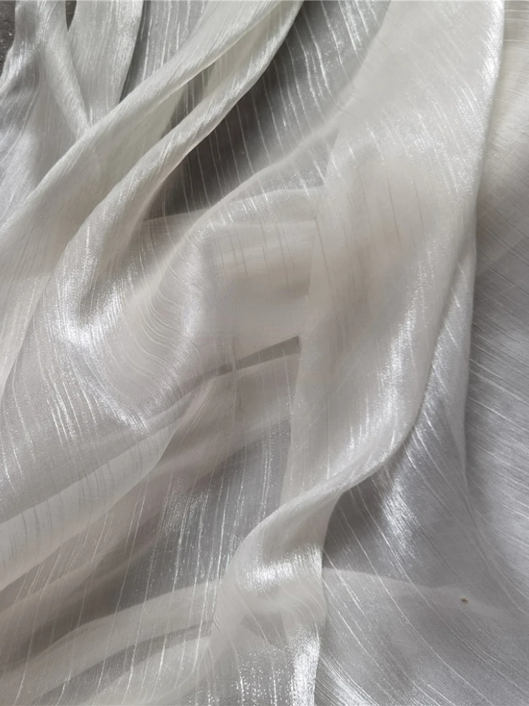 White Mesh Fabric for Diy Sewing Thin Background Stage Decoration Hanfu Antique Attire Fashion Designer Clorh Fabrics Material