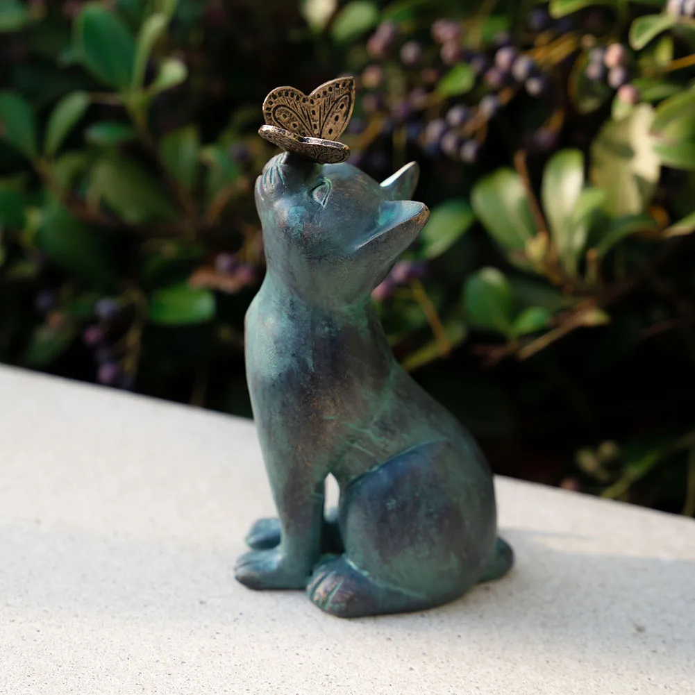 Estatuilla de mariposa de juego de gato, eshinx figura de Buda, esculturas de Arte de jardín de meditación, estatuas de jardín al aire libre, estatuillas de decoración