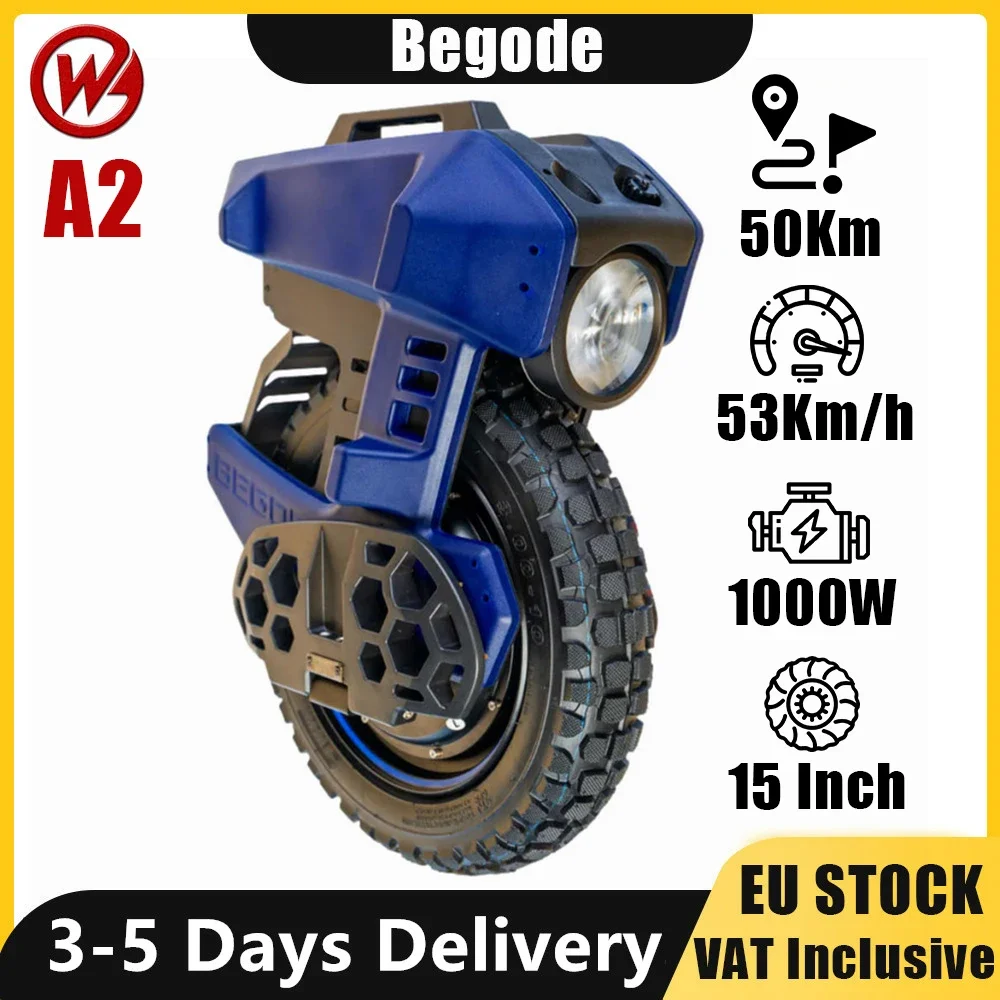 EU Stock Original Begode A2 Electric Unicycle Gotway 84V 750Wh 1000W 53km/h Speed EUC 50km Range Monowheel Waterproof