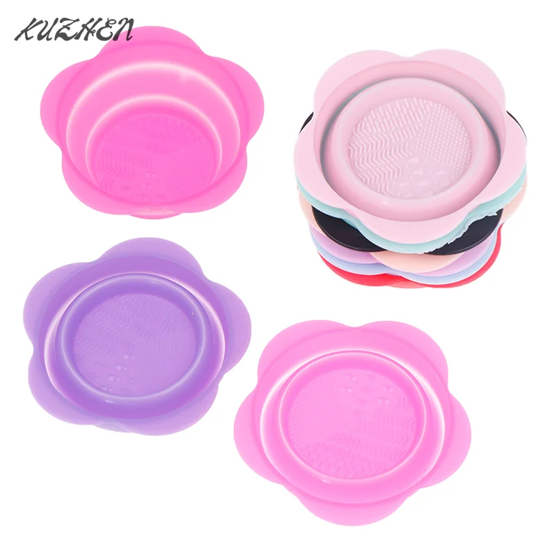 

Silicone Makeup Brush Cleaner Folding Powder Puff Cleaning Bowl Eyeshadow Brushes Washing Soft Mat Beauty Tools Scrubber Box