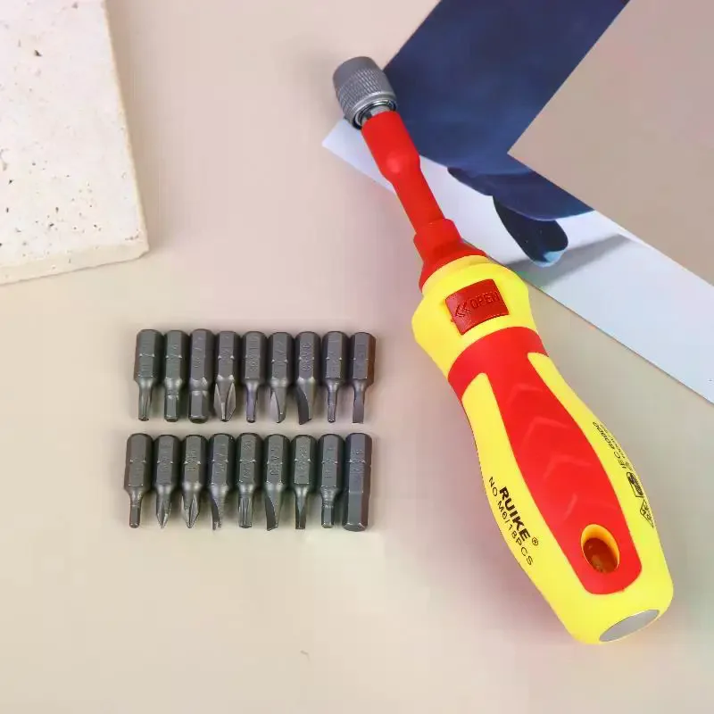 18 in 1 Multi Bit Insulated Screwdriver Set Magnetic Handle with Voltage Tester Pen for Complete Home Toolkit