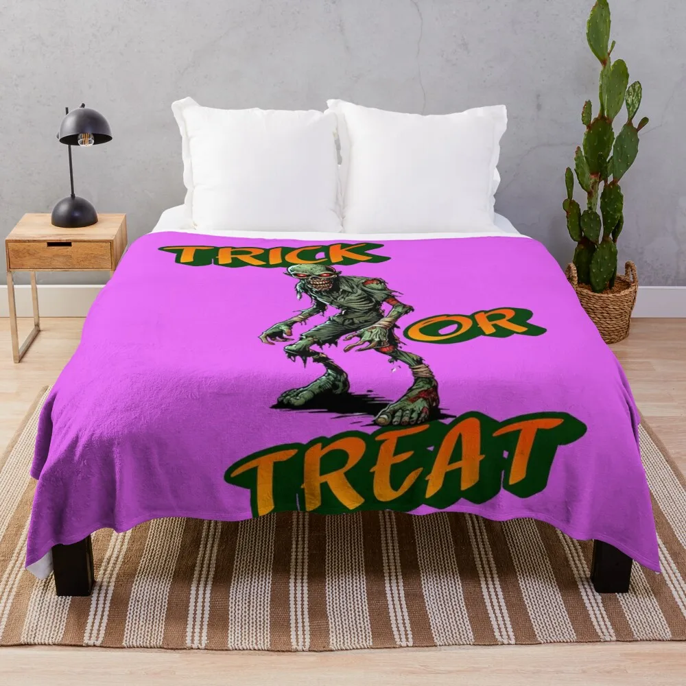 Trick or Treat - Steve our Wonderful Zombie Has Gone Viral with his Incredibly Hungry Antics Throw Blanket Decoratives Blankets