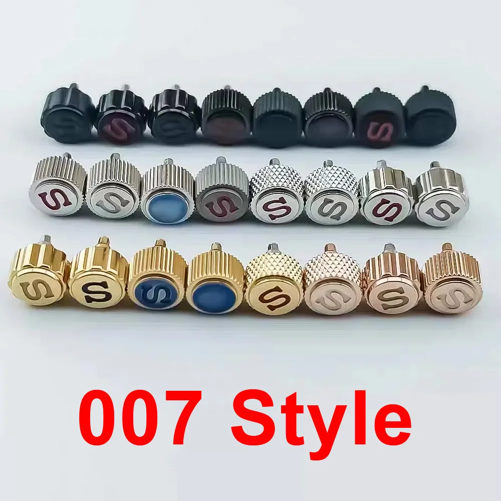 Screw-in High Quality Crown Case Replace Watch Crown Engraved Signed 'S' fits nh35 nh36 Movement 3 Style Crown Watch Repair