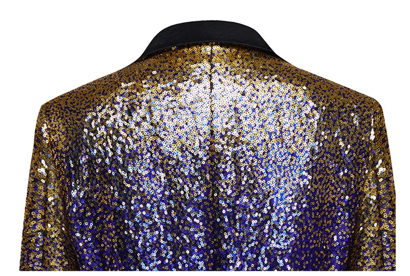 Shiny Gold Purple Sequin Party Dress Blazer for Men Peak Collar One Button Suit Jacket Mens Wedding Banquet Tuxedo Blazers 3XL