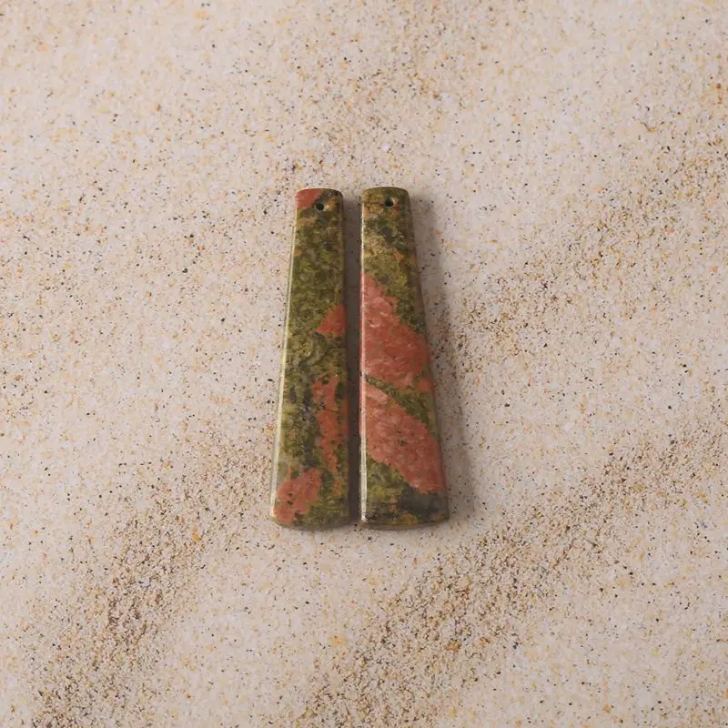 

Unakite Jasper Tapered Bar Gem Pair Natural Red-Green Patterns Artisanal Jewelry Making Facets Rough Edges 47x12x4mm-8.4g