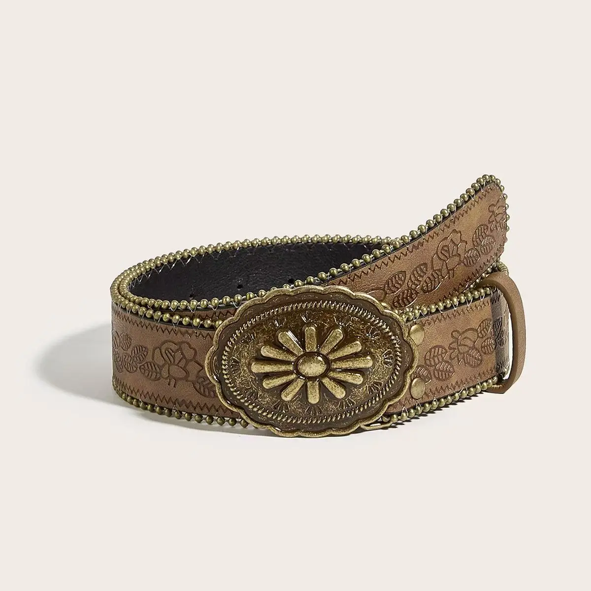 The retro printed belt is fashionable, versatile, beautiful and casual decoration