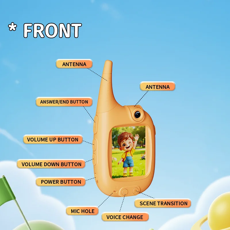Video Walkie Talkies for Kids 2 Pack Video Chat 2.0 Inch Voice Changer Walkies Talkies Indoor and Outdoor Gifts for Boys Girl