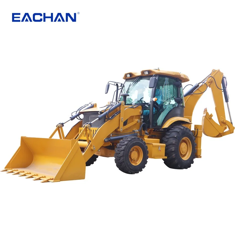 EACHAN Diesel 4 Wheel Backhoe Loader Farm Backhoe Loader Excavator Earth-moving Machinery Hydraulic Backhoe Loader Customized