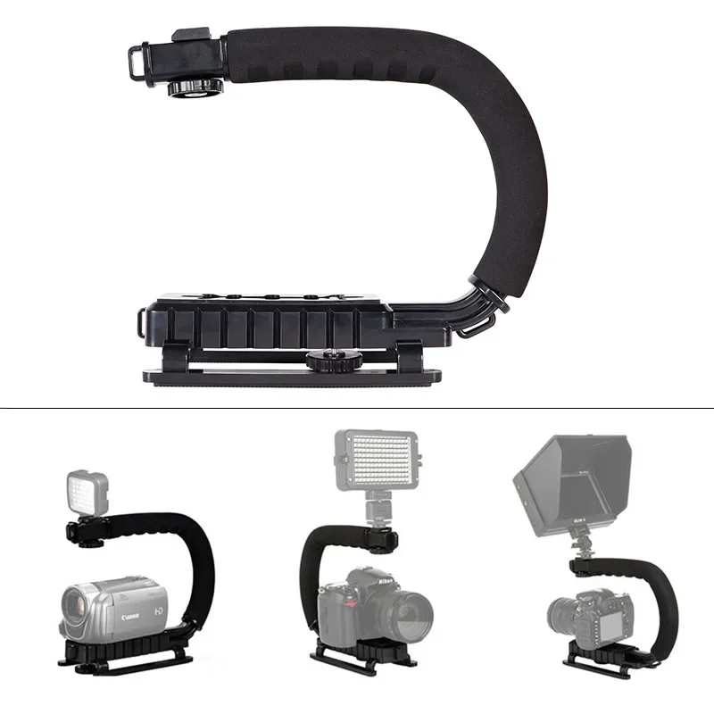 U C Shaped Holder Grip Video Handheld Stabilizer for DSLR Nikon Sony Camera and Light Portable SLR Steadicam for Gopro