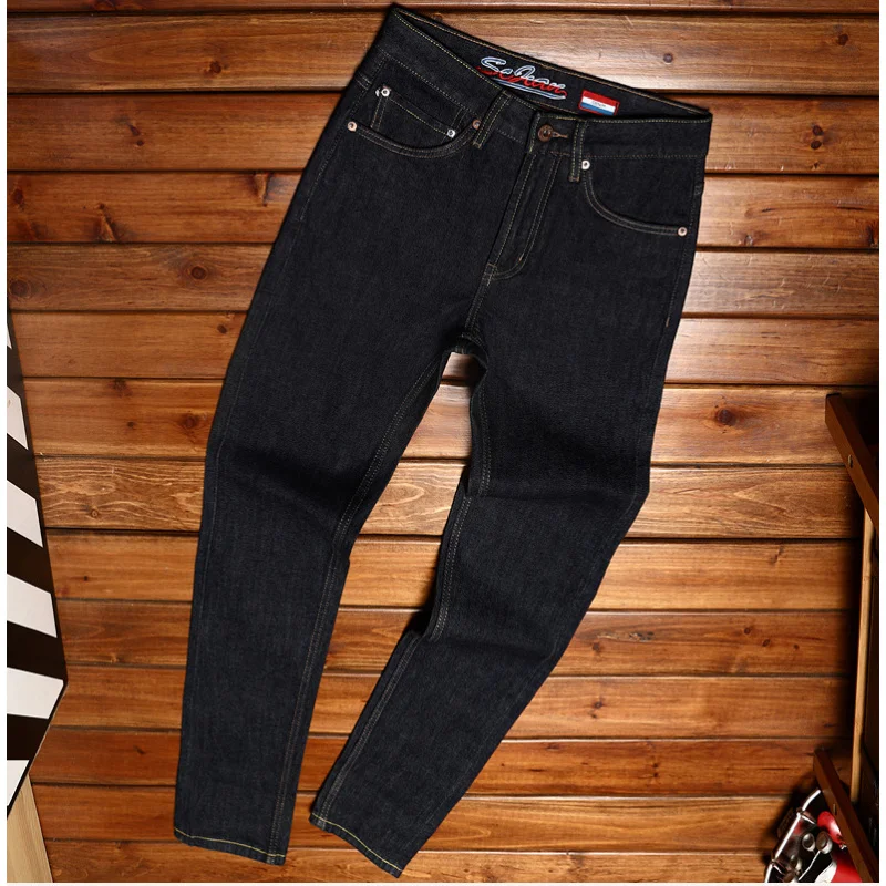 Primary Red-Ear Denim Jeans Men's Classic Simple High-End All-Match Straight Stretch Washed Youth Casual Long Pants