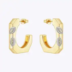 ENFASHION Aretes De Mujer Polygon Stud Earrings With Zircon For Women's 18K Gold Plated Fashion Jewelry Cocktail Gift E241651