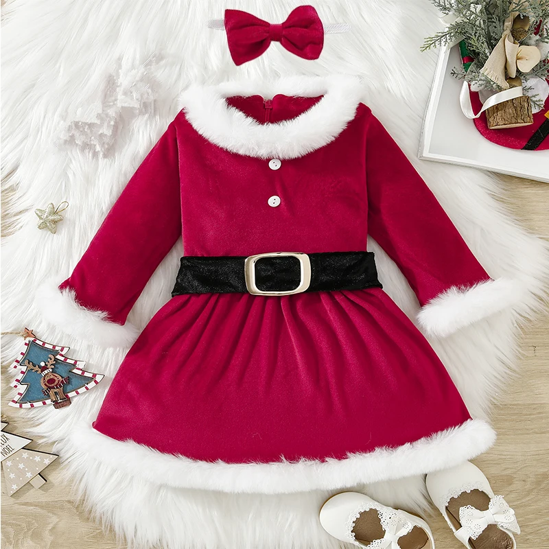 Baby Girls Christmas Dress Santa Claus Fluffy Red Long Sleeve Kids Santa  Cosplay Xmas Costume Holiday Party Performace Outfits - AliExpress 1501
