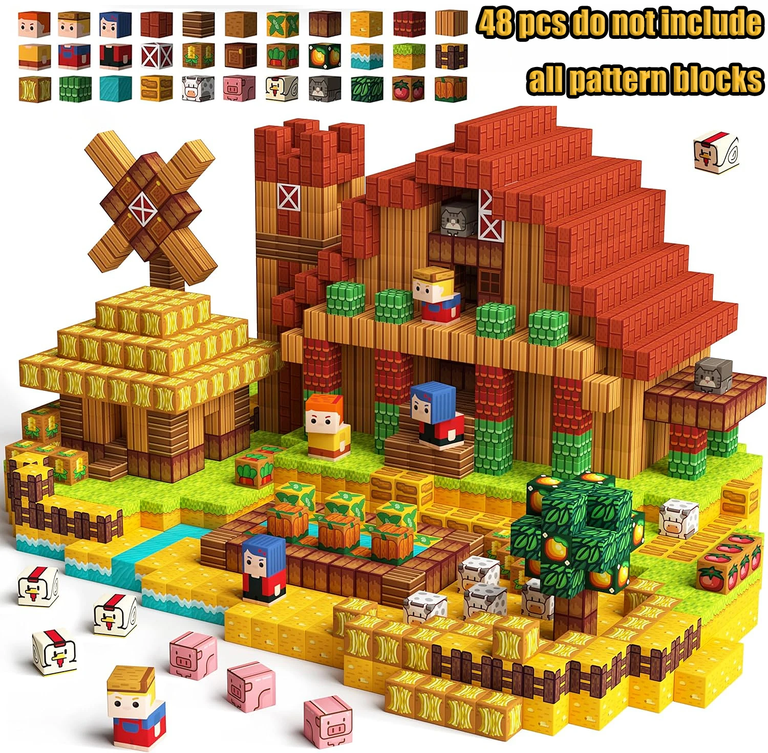 Nieuwe magnetische bouwstenen Mine World Magnetic Cozy Forest Cabin Construction Brick Cube STEM Boy Girl Children Toy Set Gift