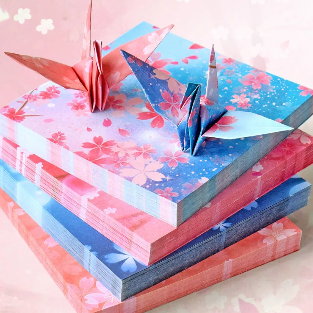 400pcs Art Material Starry Sky Origami Paper Handmade Scrapbooking Colorful Folded Paper Sakura Folding