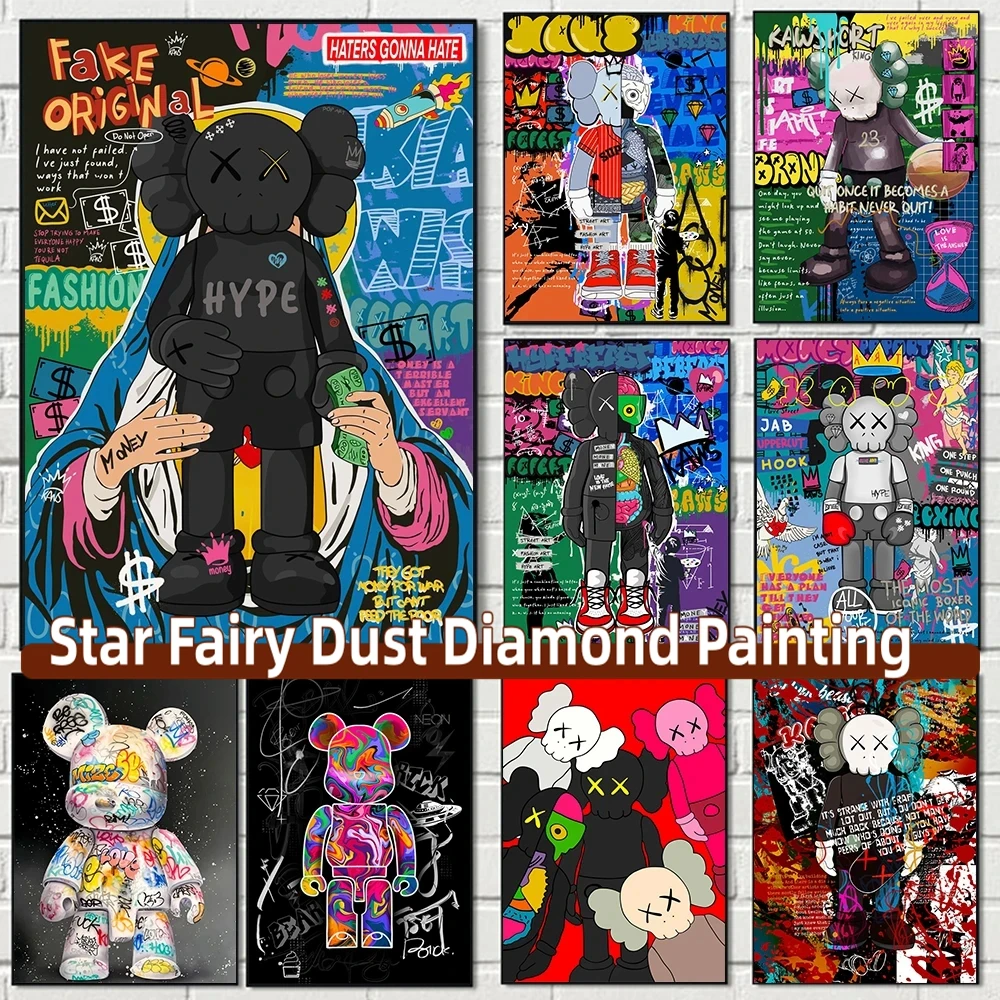 Cartoon Abstract Graffiti Diy Fairy Dust Diamond Painting Kits Embroidery Mosaic Panda Pop Cute Bear Crosss Stitch Home Decor