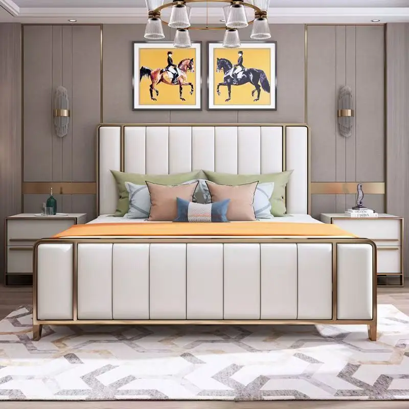 ！@High Quality Leather Soft King Size Bed Gas Lift Storage King Size High Density Sponge Gas Lift Storage Bed With Drawers
