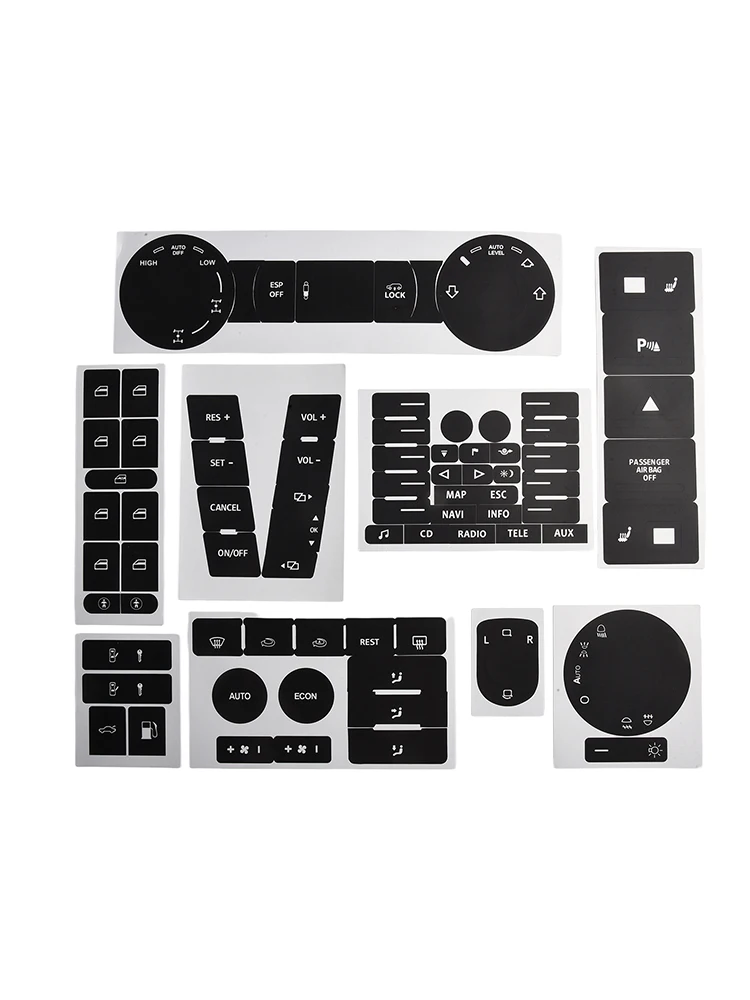 Picture 3: Button Repair Decal Sticker Set for TOUAREG 2004 2009 Radio Navigation Panel Overlay for Push Button Restoration