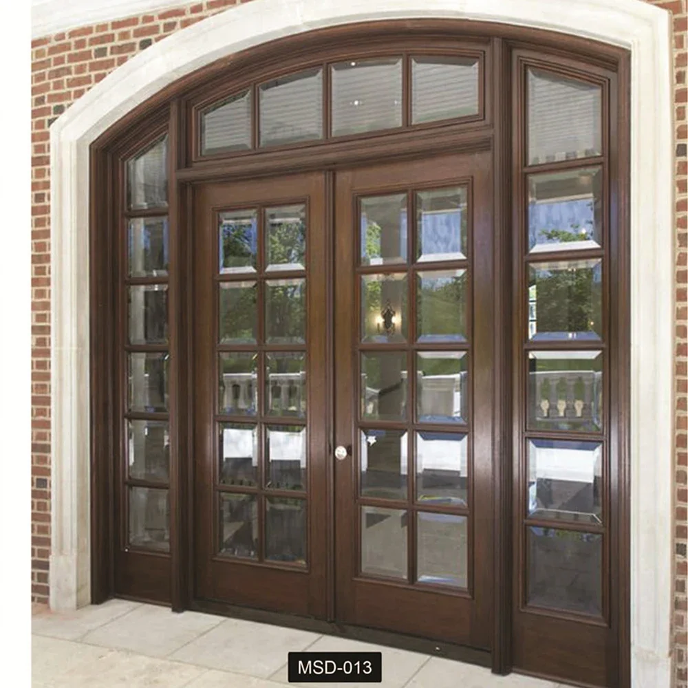 *&S Wooden Solid Wood Entry Front Doors Entrance Modern Hinges Pivot front Door design