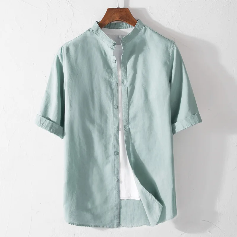 Men Casual Cotton Linen Shirt Oversized Shirts Blouses Male Summer Short Sleeve Social Formal Shirts Normal Tops Man Clothes 5XL