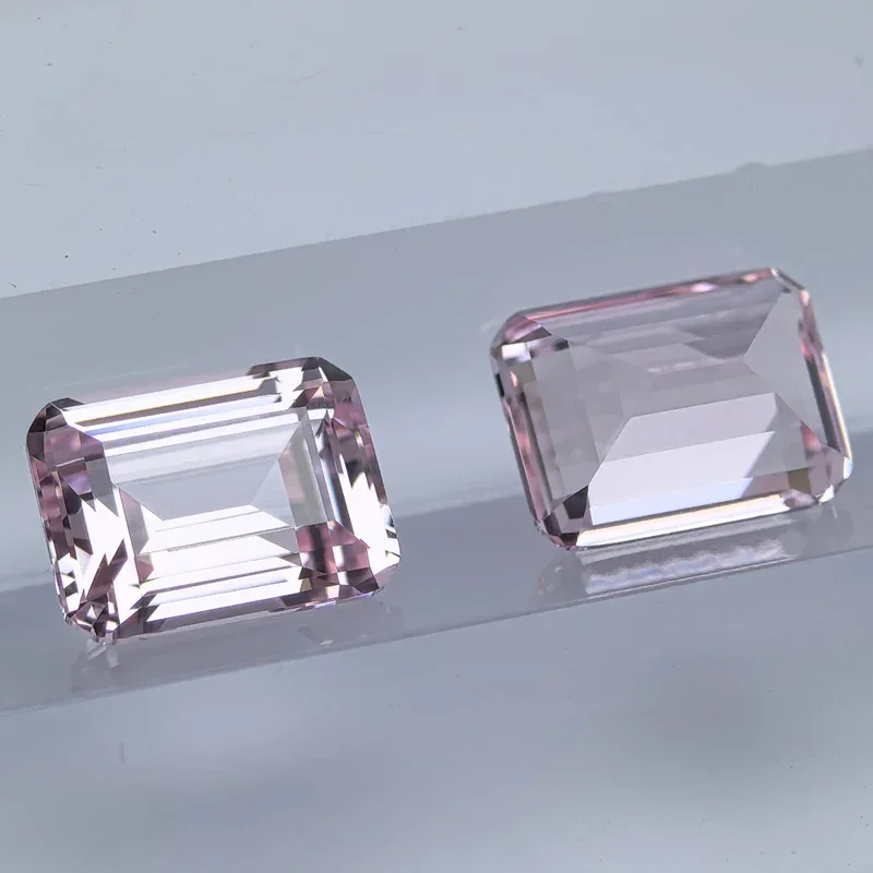 Lab Grown Sapphire Sakura Pink Color Emerald Cut Gemstone per Charms collana con anello fai da te orecchini materiali certificato selezionabile