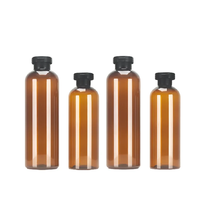 

10pcs Refillable Empty Emulion Lotion Flip Lid Bottle PET 350ML 500ML Cosmetic Container Plastic Clear Brown Shampoo Bottles