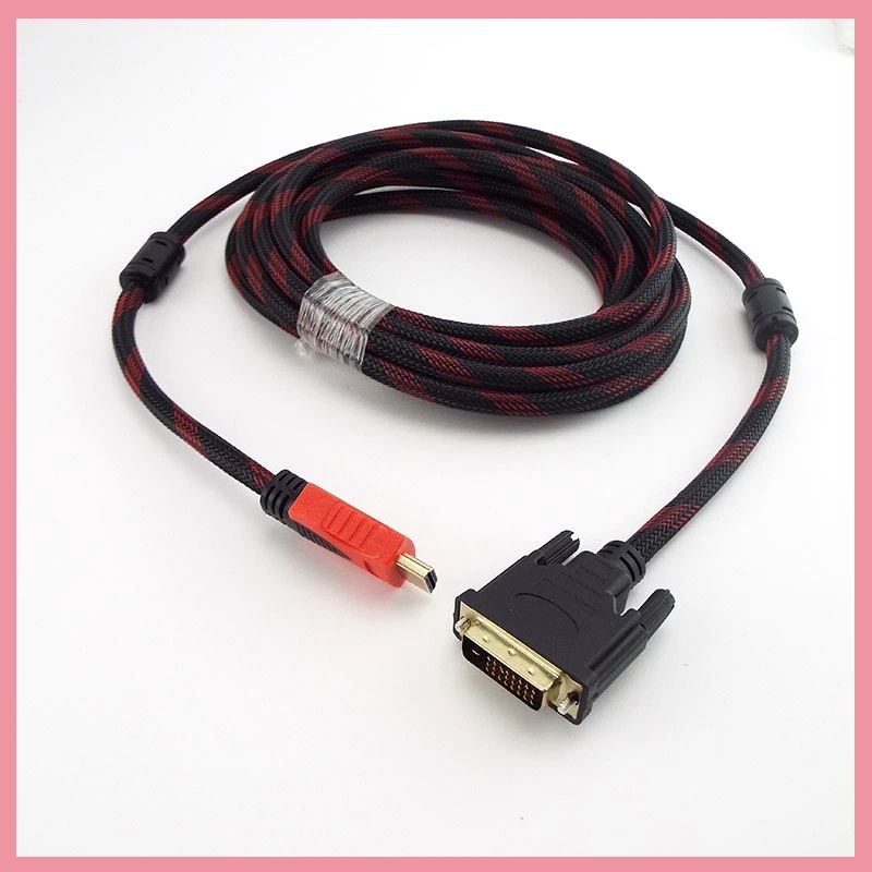 1.5m 3m 5m HDMI-compatible to DVI Cable Male to 24+1 Pin Male Video Cable for HDTV DVD Projector DVI 1080P Gold Plated Adapter