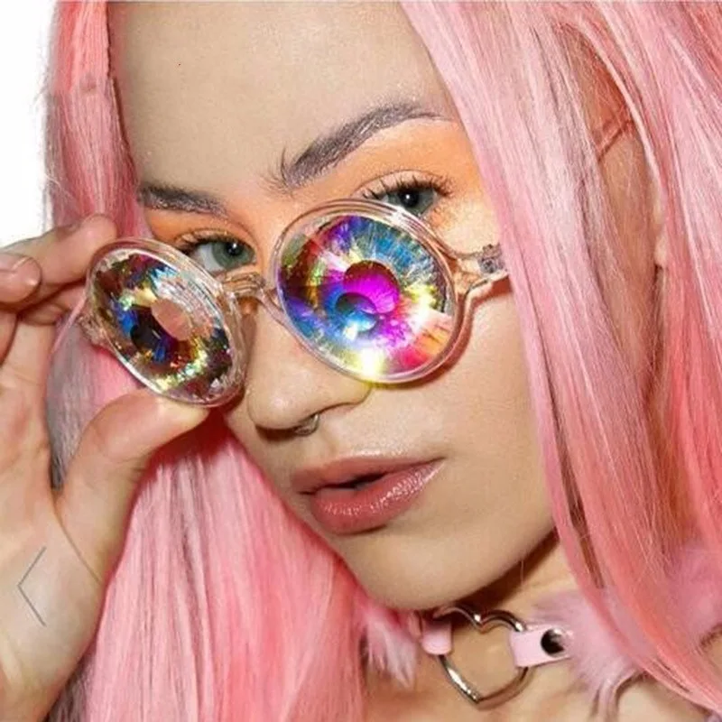 Kaleidoscope Glasses Rainbow Prism Diffraction Crystal Lenses Sunglasses Festivals Eyewear Party Night Club Cosplay Accessories