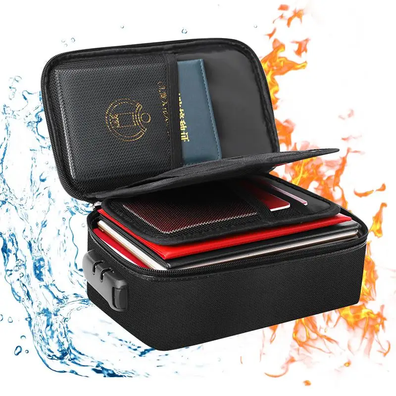 Fireproof Document Box Fireproof Document Bag with Lock 3-Layer Fire Proof Waterproof Safe Bag for File Passport Certificates