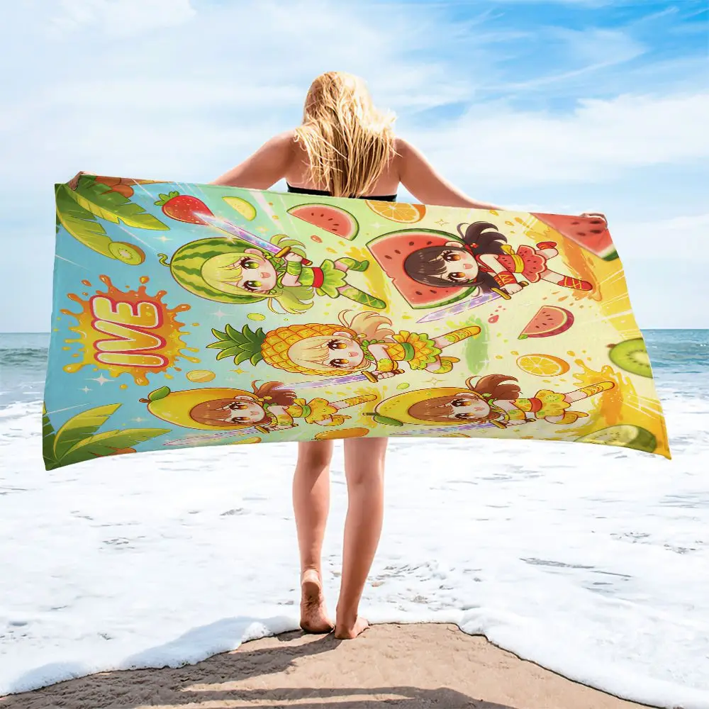 Fruit Theme Cartoon Girls Print Beach Towel Pool Towel Camping Towel Bath Towel Blanket Fresh Summer Camping Gear