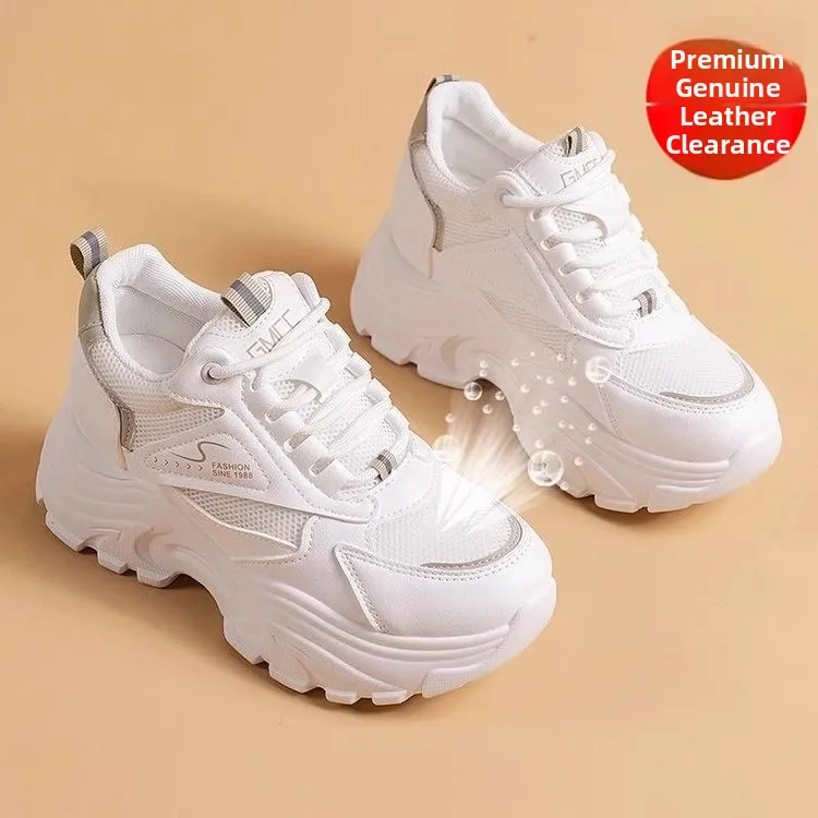 

Женские повседневные кожаные кроссовки в стиле «папины туфли» на весну-лето-осень-зиму, новый стиль, увеличивающие рост, хлопковые спортивные туфли на флисовой подкладке