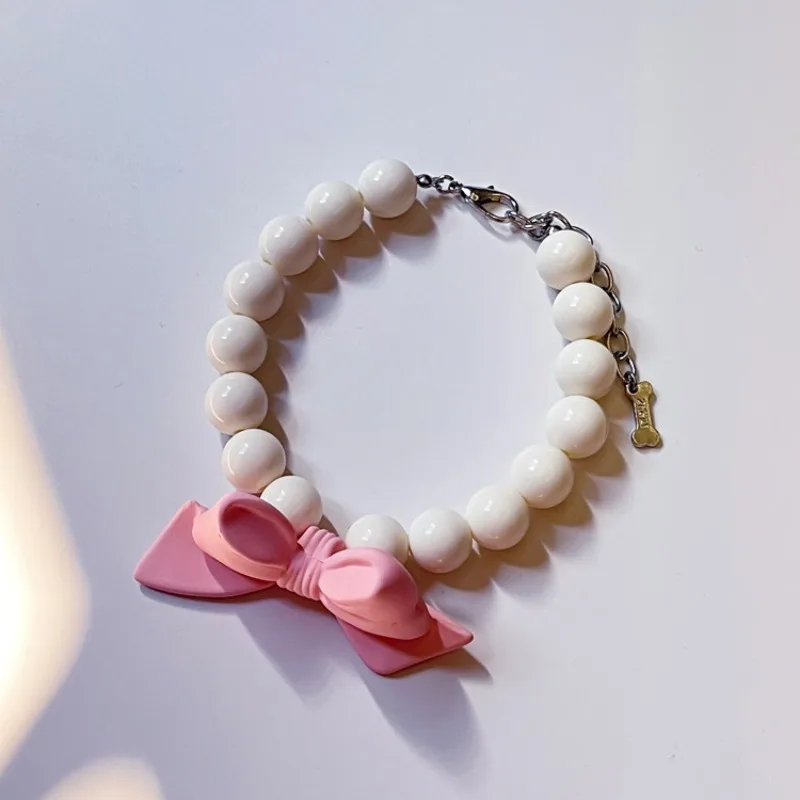 Fashion Pet Pink Bow Dog Collar Cat Necklace Jewelry Puppy Accessories Small Dog and Medium-sized Cute Dog Pet Products