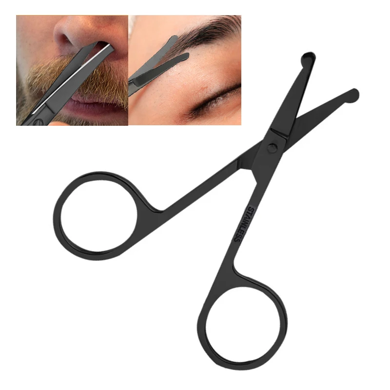 1 قطعة مقص شعر الأنف الآمن برأس مستدير أسود للجنسين (لا تؤذي الأنف) #3