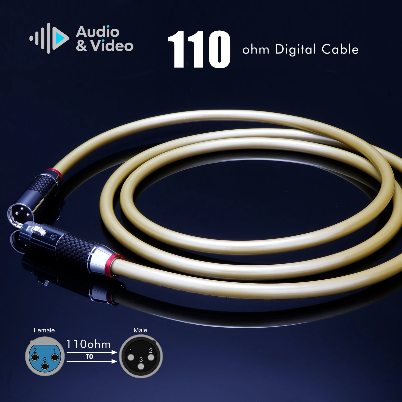 HiFi XLR Koaxialkabel 110 Ohm Audio AES/EBU Digitalkabel XLR Verbindungskabel XLR Stecker auf XLR Buchse Kabel – Detail 5