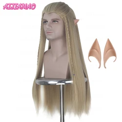 Peluca de cabello sintético para fiesta, pelo largo y recto, trenza con estilo, para disfraz de Cosplay, Hobbit Prince Legolas