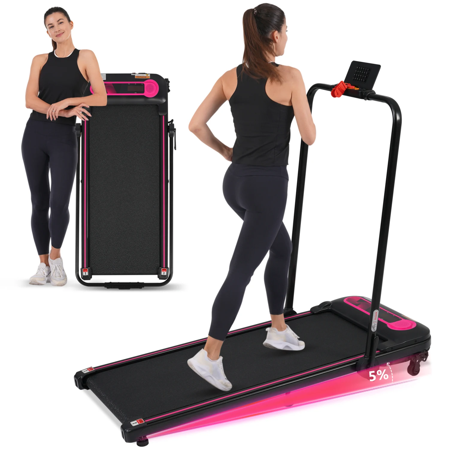 

Folding Under Desk Treadmill - 2.5HP Incline Walking/Running Treadmill - 300LBS Capacity - Adjustable Speed