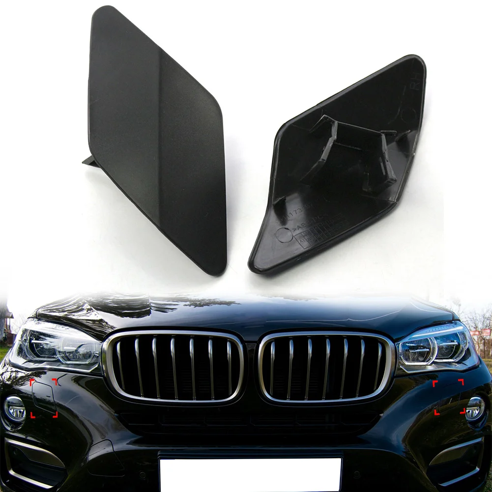 1Pair Unpainted Car Front Bumper Headlight Headlamp Washer Cap Cover For BMW F16 X6 2015-2019