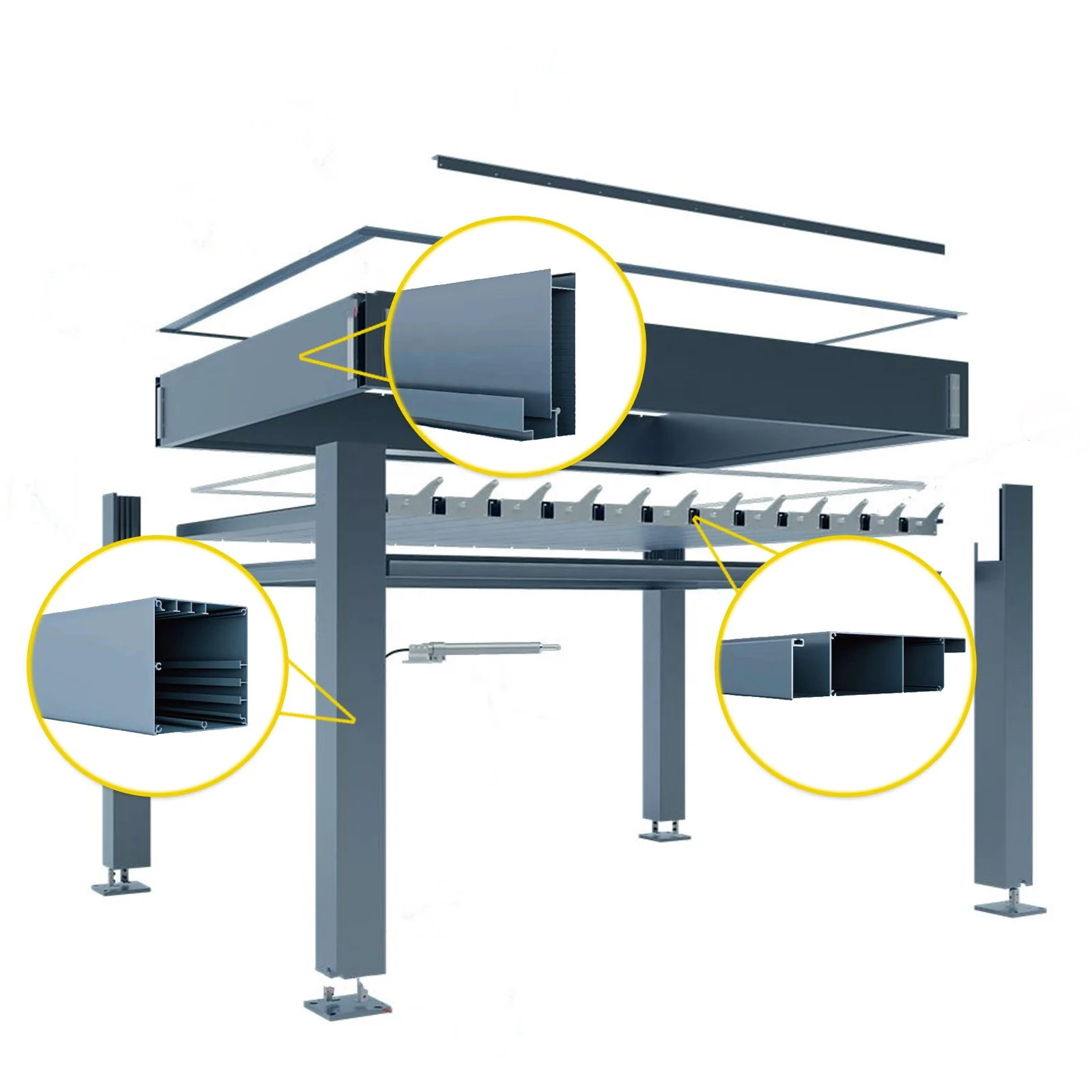 Wholesale Powder Coating Aluminum Alloy Profile Metal Straight Beam Shutters Aluminum Pergola Cross Beam Raw Materials