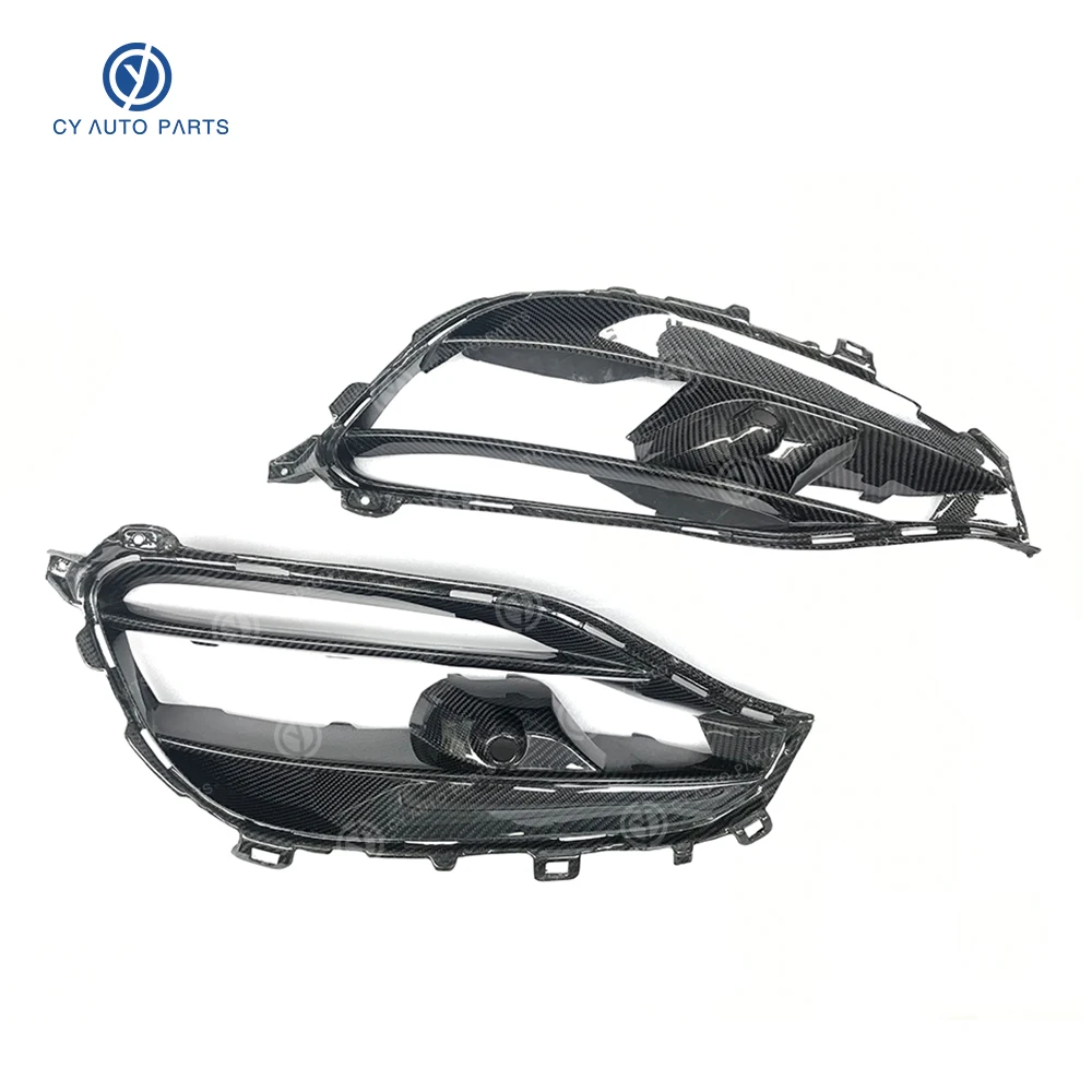 Carbon Fiber Fog Lamp AMG Grille Frame Decorative Cover Front Bumper For Benz A45 w176