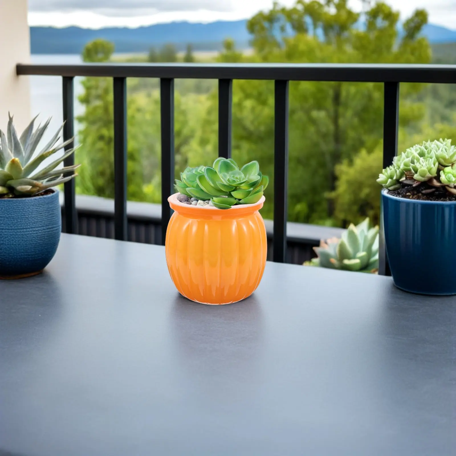 Cute Pumpkin Planter Pot Plastic Self Watering Flowerpot Stable Succulent Plant Container Small Plant Pot Modern Nordic Style