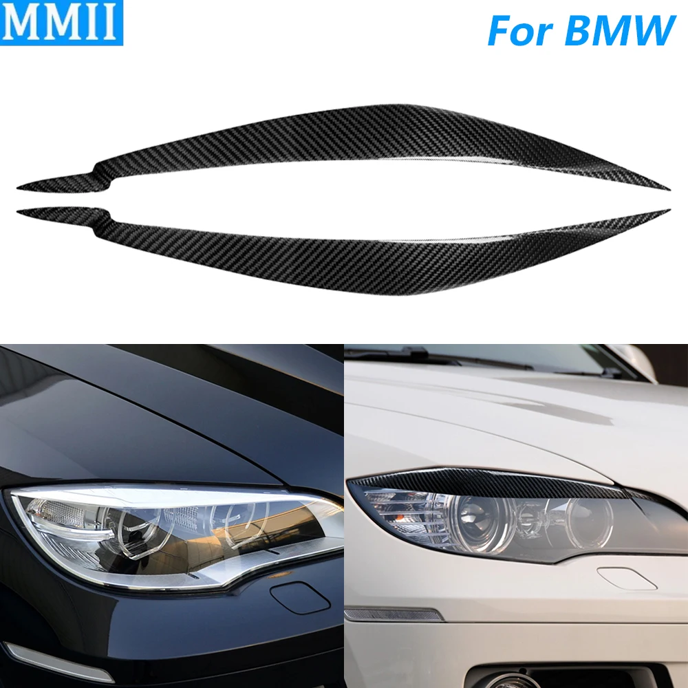 

For BMW X6 E71 2008-2014 Real Dry Carbon Fiber Front Headlight Eyelid Eyebrow Cover Panel Decorative Car Accessories Decoration