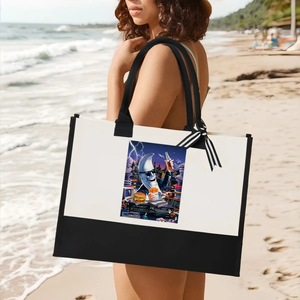 

THE DEVIL S REJECTS 2026 New Arrival Fashion Practical Spacious Reusable Tote Bag Pattern Print 2 Tone Heavy Duty Large Shoulder