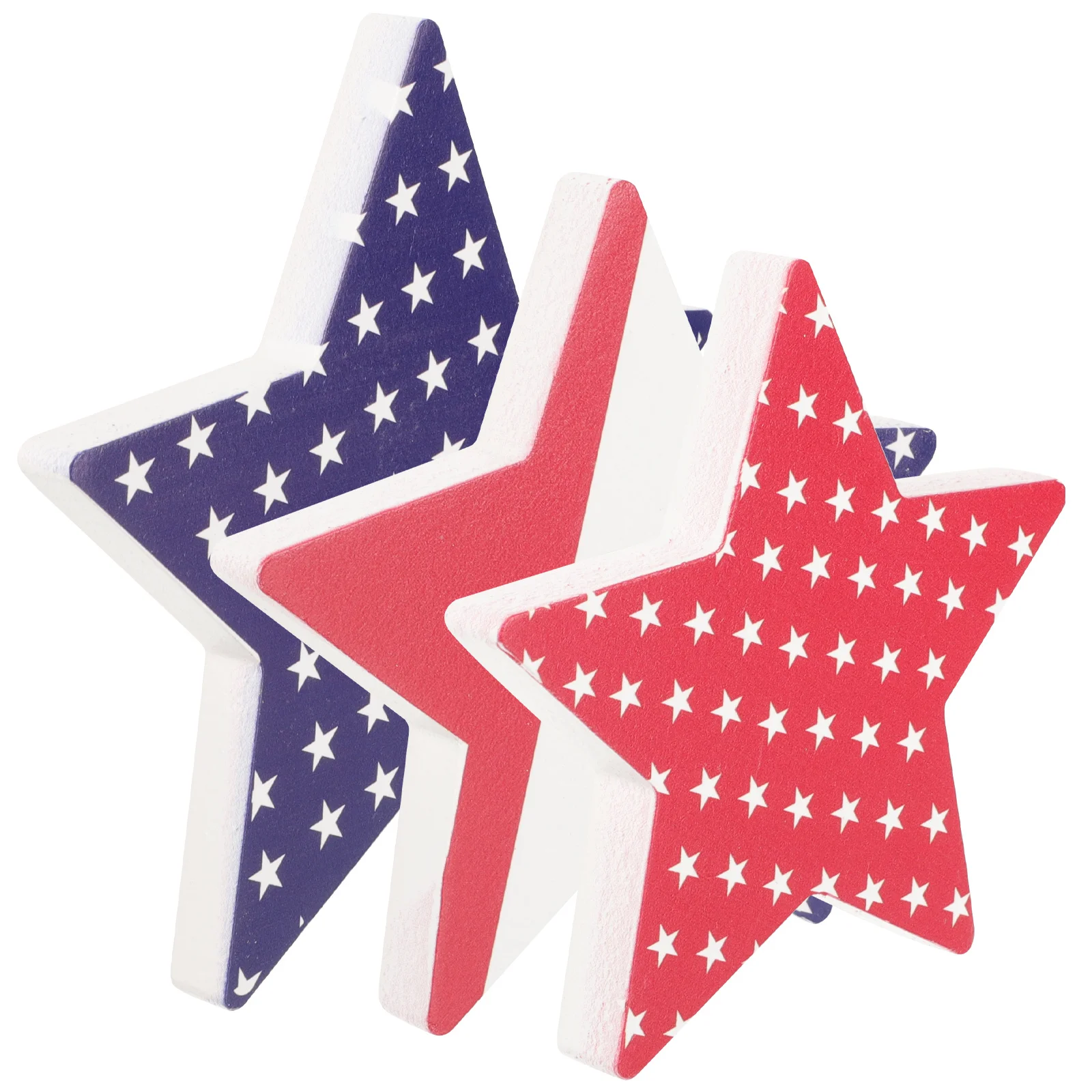 

3Pcs Independence Day Wood Ornament Wooden Star Table Decoration American Festival Table Sign Independence Day Wood Ornament