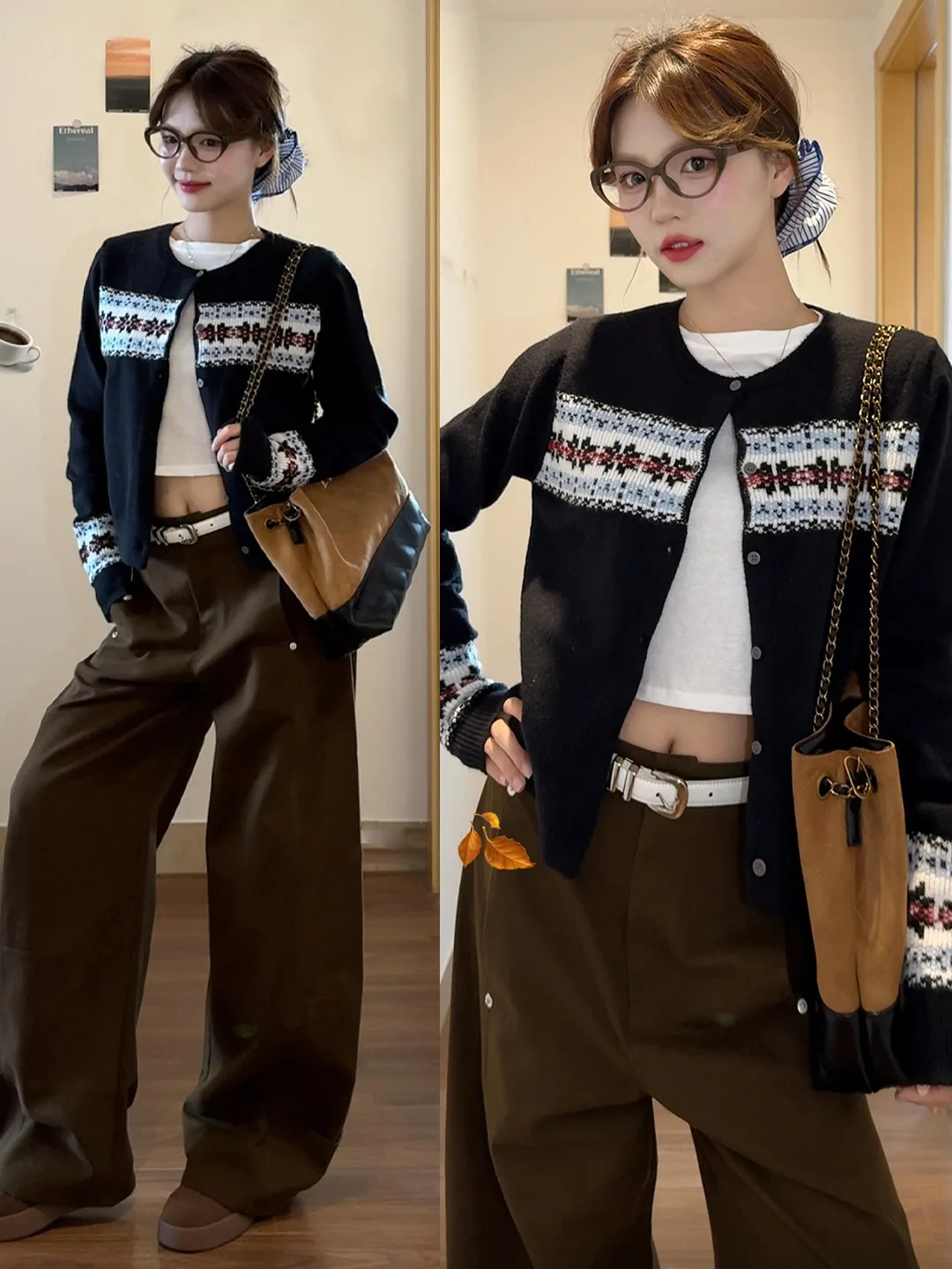 

Korean Sle Open Cardigan Sweater Women's Faion Autumn Winter High Waist Slim Fit Long Sve Button up Casual Comfortable