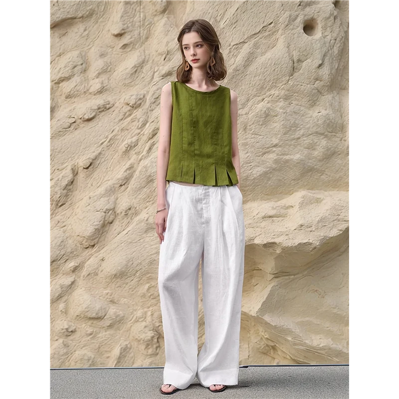 

Women's Linen Sleeveless Tank Tops Summer Shirts Casual Blouses-A55G