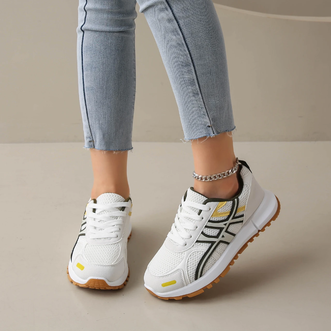 للجنسين منصة أحذية رياضية المرأة تنفس شبكة محبوكة أحذية رياضية الارتفاع زيادة سميكة سوليد حذاء كاجوال زوجين المدربين #4