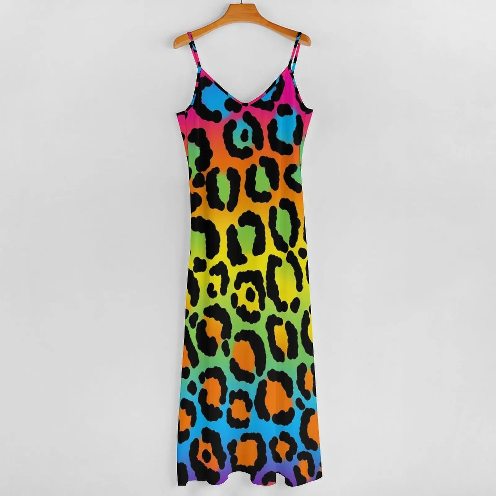 1997 neon regenboogjurk luipaardprint esthetische boho strand lange jurken vakantie vintage maxi-jurk grafisch vestido verjaardagscadeau