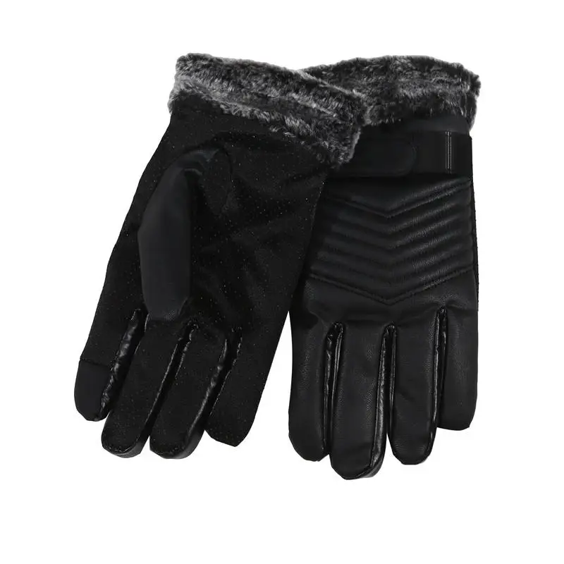 Gants Isolants en Fourrure d'Hiver en Peluche pour Cyclisme en Plein Air, Moto, Écran Tactile en PU, Coton